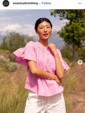 Sweet Salt Clothing Pleated Pink Blouse